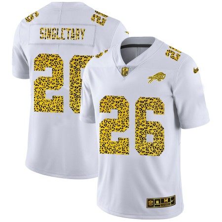Camiseta Hombre NFL Buffalo Bills Devin Singletary 26 Nike Flocked Leopard Print Blanco